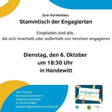Ehrenamt allg. facebook - Ok. 26 Stammtisch Ehrenamt allg. facebook - Ok. 26 Stammtisch
