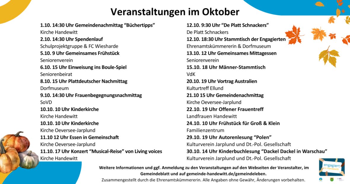 Facebook Terminübersicht quer - Oktober 26 quer