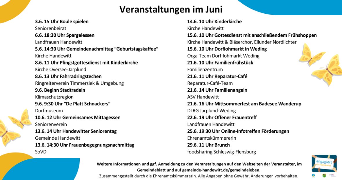 Facebook engagiert in Handewitt (Facebook Post) - Termine März 25