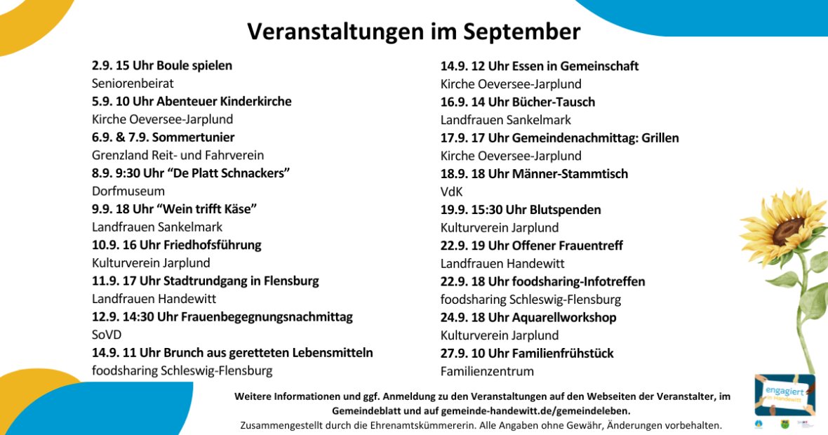 Facebook engagiert in Handewitt - Termine Sep 25
